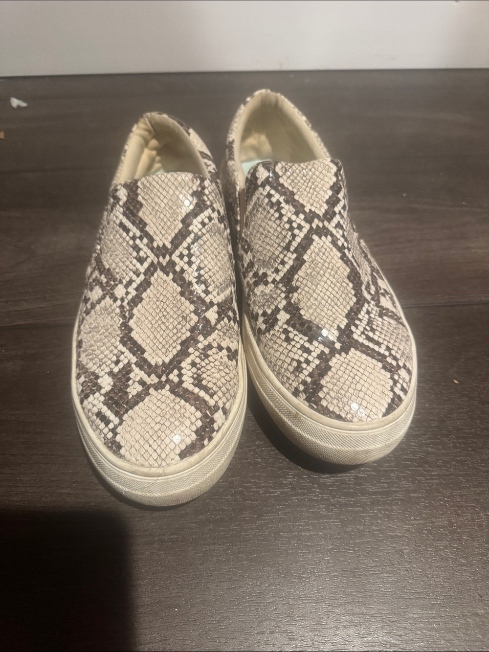 Coconuts by Matisse Beige and Brown Snake-Print Espadrille Slip-Ons